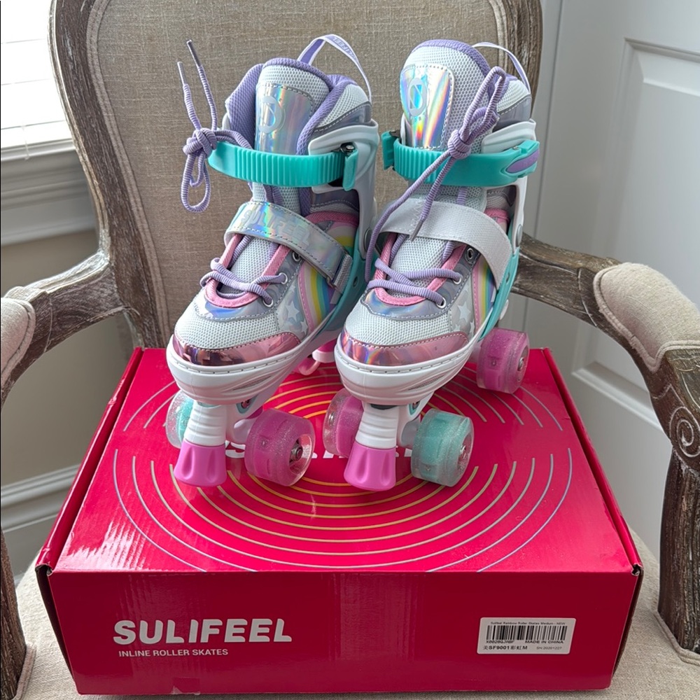 Sulifeel Kids Roller Skates - Rainbow Colors